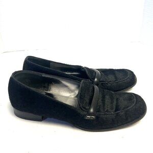 Women’s Bruno Magli Black Pony‎ Hair Loafers sz 7 Leather Made in Italy Luxury